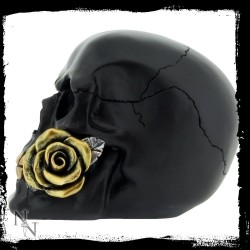 Czarna Czaszka z Różą - Black Rose from the Dead 15 cm